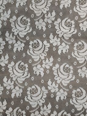 White Floral Lace Fabric, 9 Feet 4 Inches By 9 Feet 4 Inches.